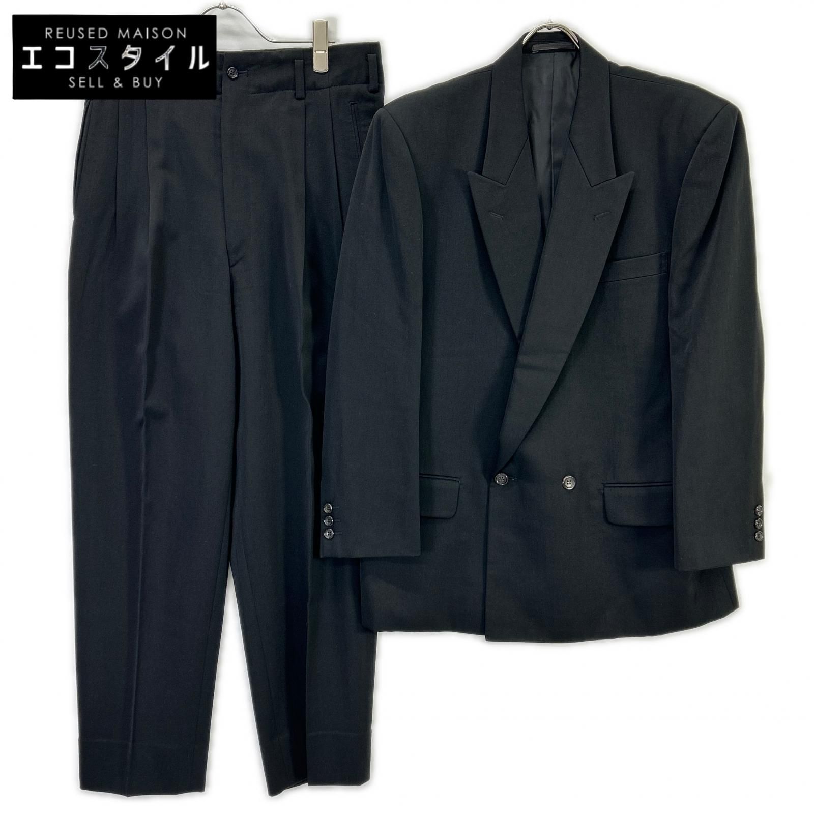 COMMEdesGARCONS HOMME　コムデギャルソンオム　AD1989 田中オム HJ-05017S ブラック ピークドラペル ダブルスーツ　S