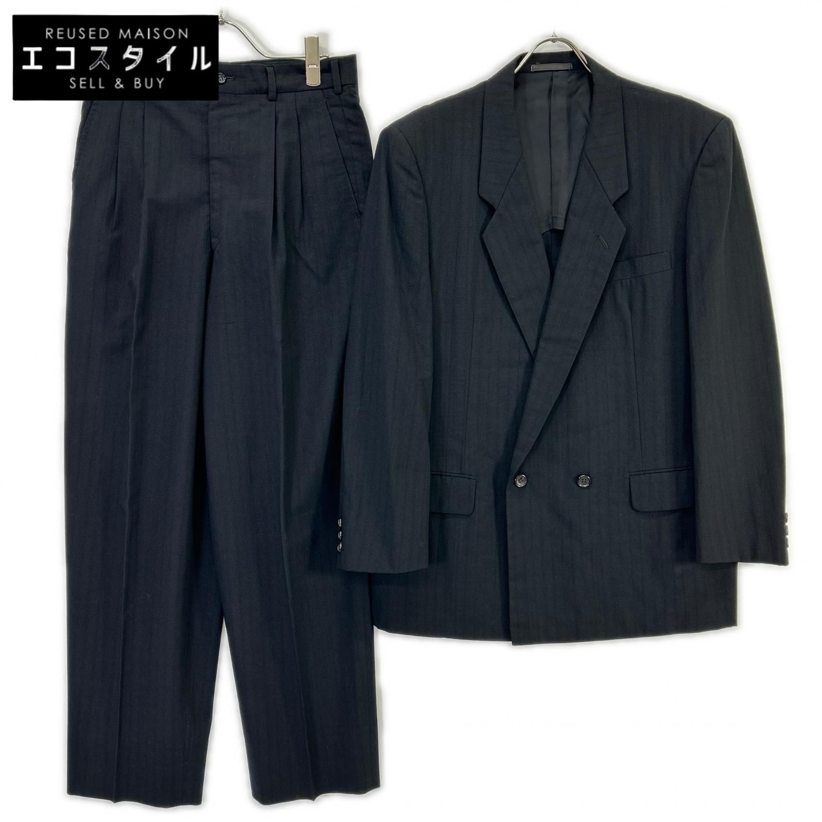 COMMEdesGARCONS HOMME コムデギャルソンオム AD1989 田中オム HS-02001M ブラックシャドウストライプ ダブルスーツ M COMMEdesGARCONS HOMME コムデギャルソンオム AD1989 田中オム HS