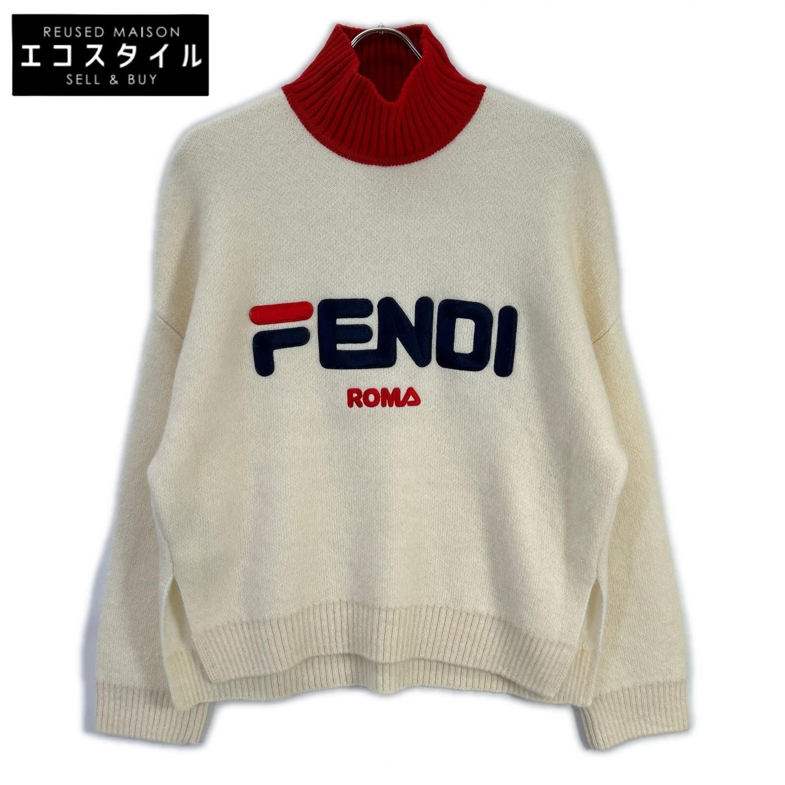 FENDI　フェンディ　×フィラ 18年製 FZY688 ロゴ ニットセーター