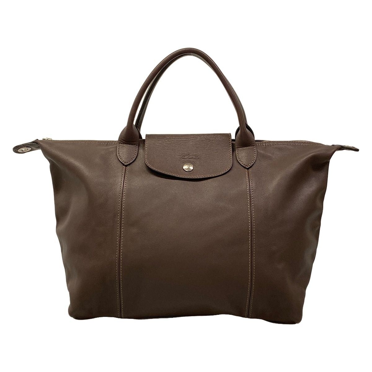 LONGCHAMP(ロンシャン) ハンドバッグ - ダークブラウン 折りたたみ レザー