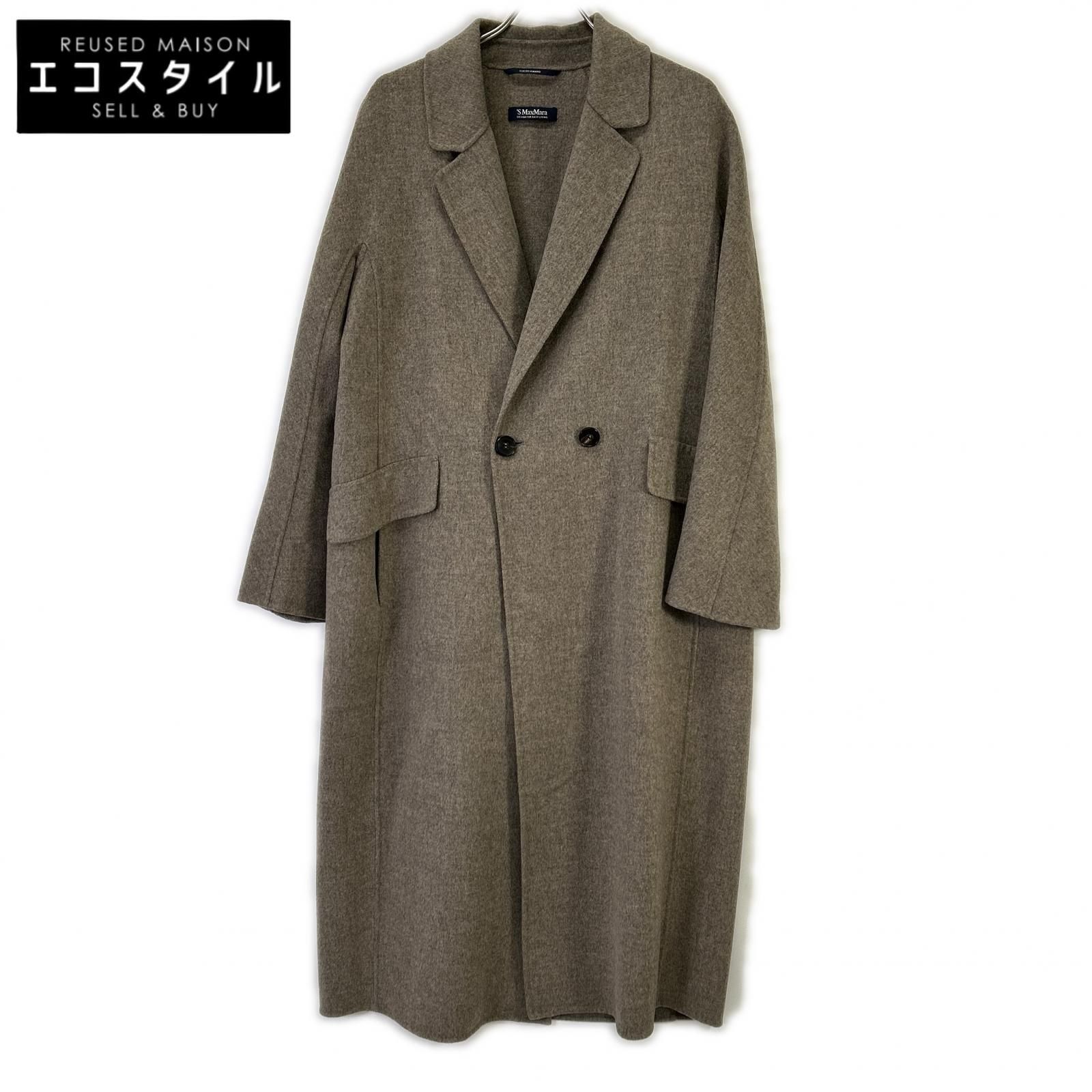 S MaxMara　エスマックスマーラ　【CUCITO AMANO】90160899607 グレー ピュアヴァージンウール100 ダブルフェイスロングコート　44