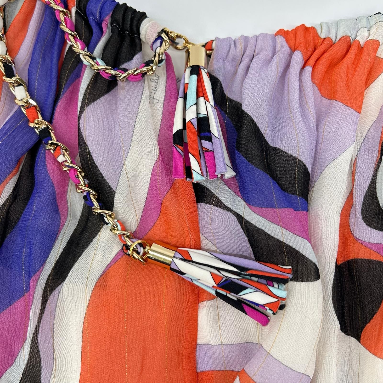 EMILIO PUCCI エミリオプッチ パープル系 総柄 チェーンベルト付き