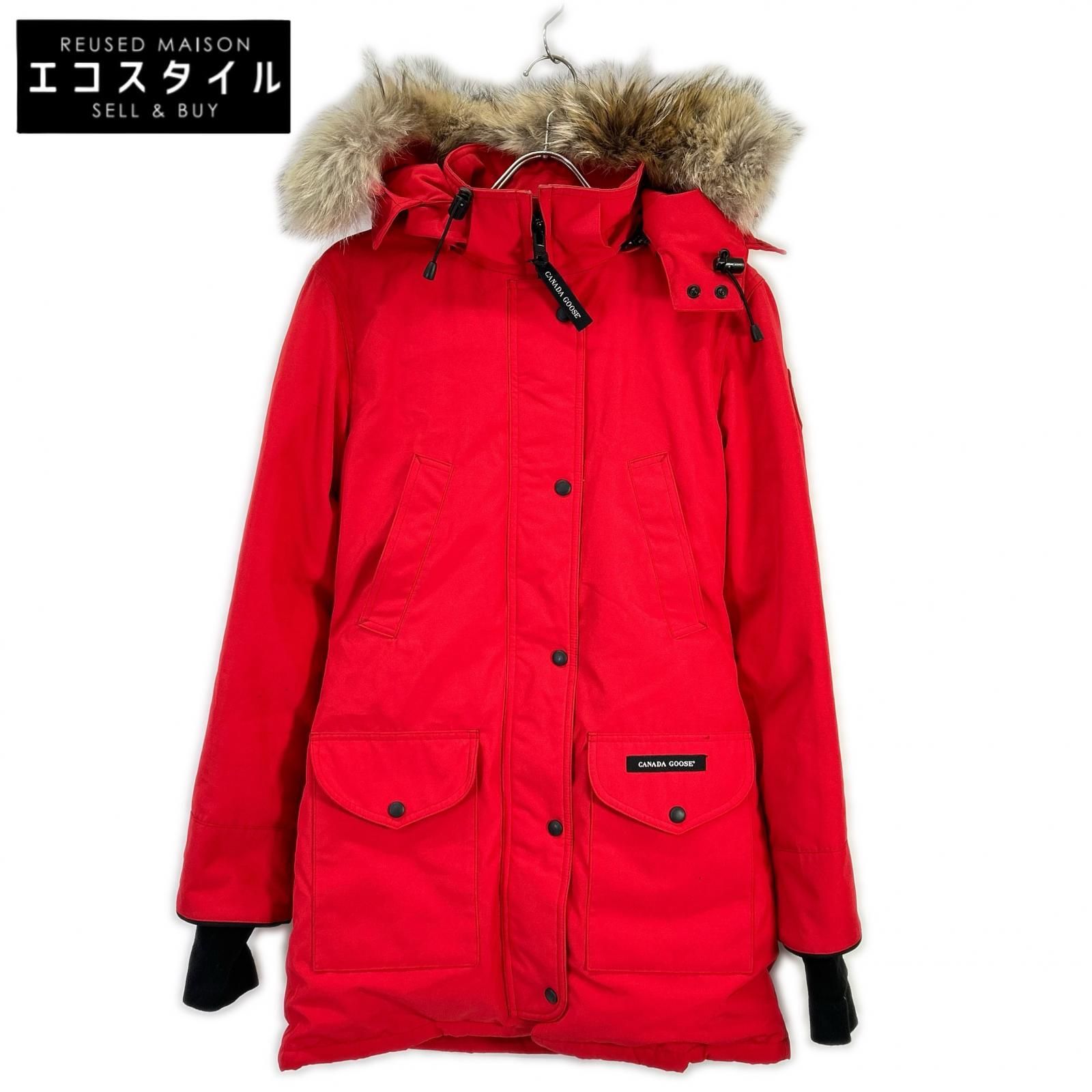 美品  赤 XS/TP ダウン ピーコート　カナダグース CANADA GOOSE カナダグース 6550L レッド Trillium Parka ファー付き