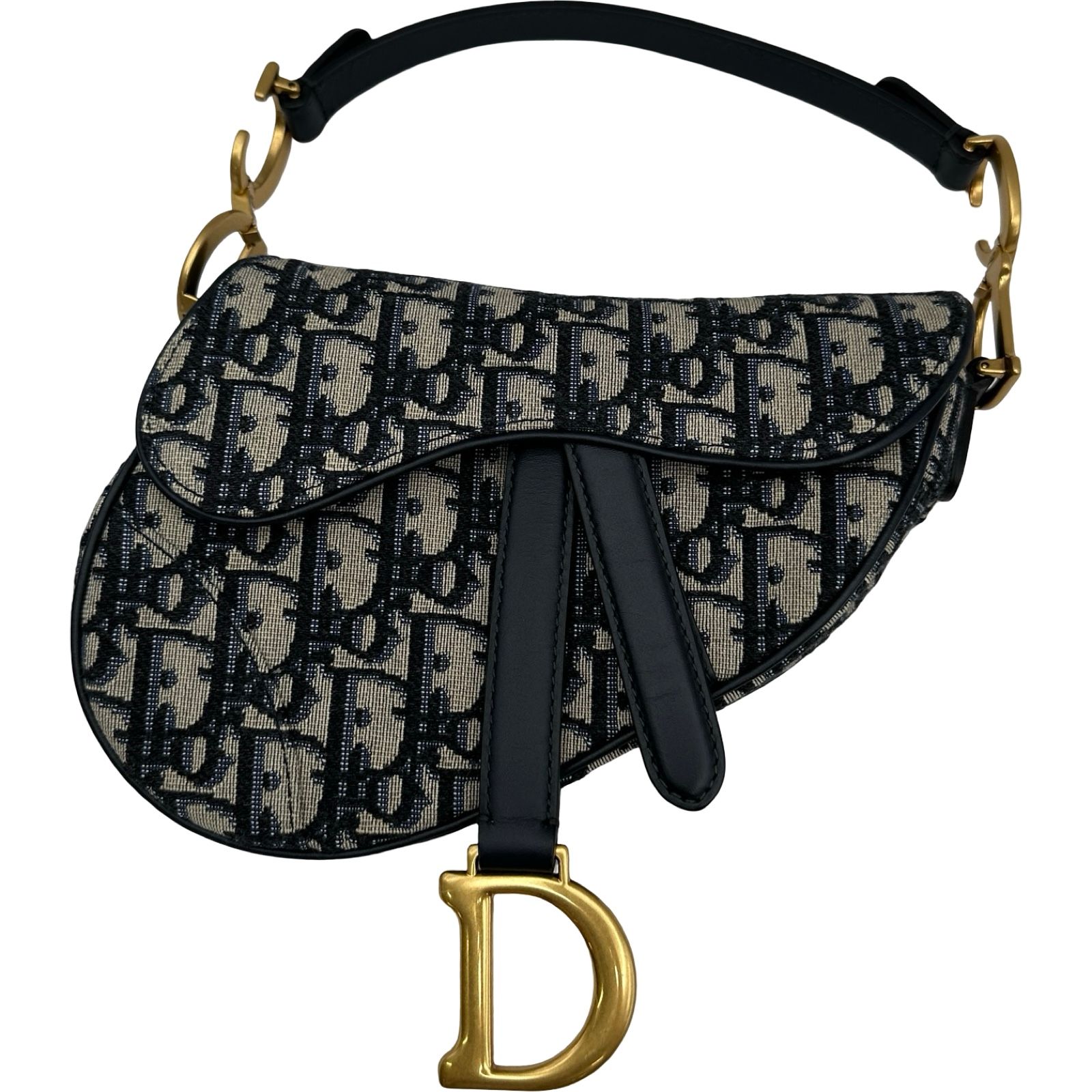 クリスチャン・ディオール Christian Dior サドルバッグ M0447 ネイビー キャンバス レディース ハンドバッグ