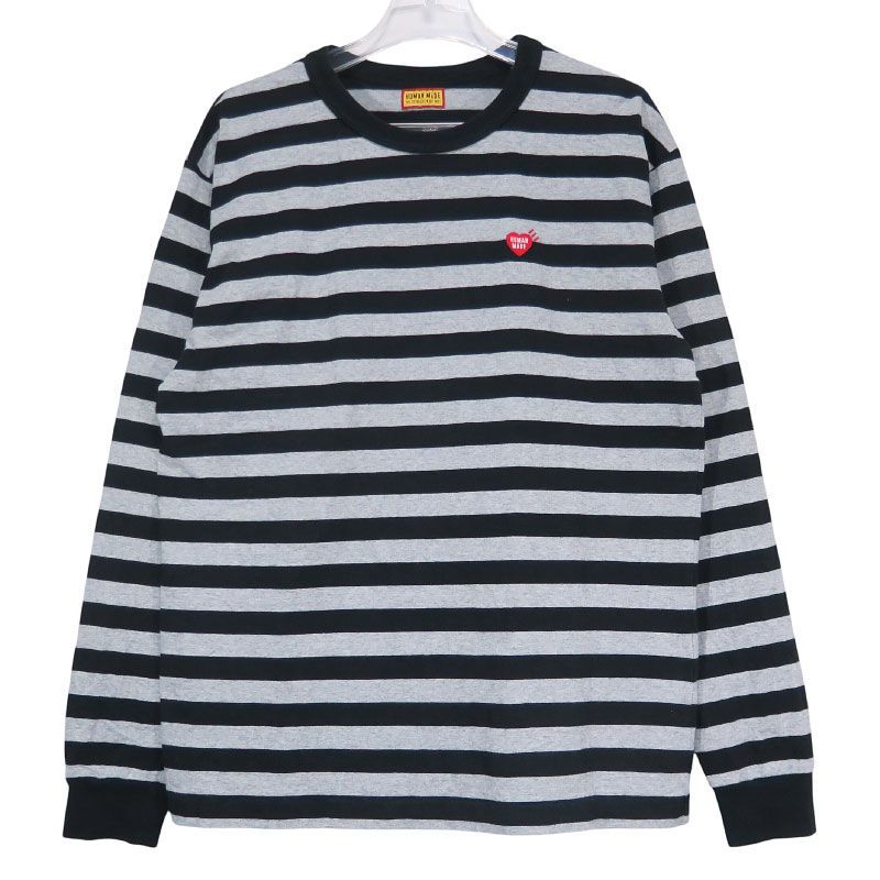 HUMAN MADE ヒューマンメイド STRIPED L/S T-SHIRT HM31CS027 ストライプ ロングスリーブ Tシャツ ロンT 長袖 グレー サイズL June 11,858円