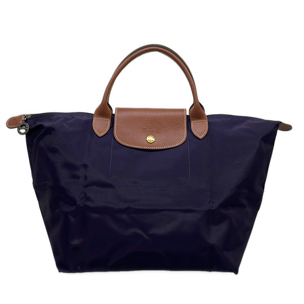 LONGCHAMP(ロンシャン) ハンドバッグ ル・プリアージュオリジナル パープル×ダークブラウン 折りたたみ レザー