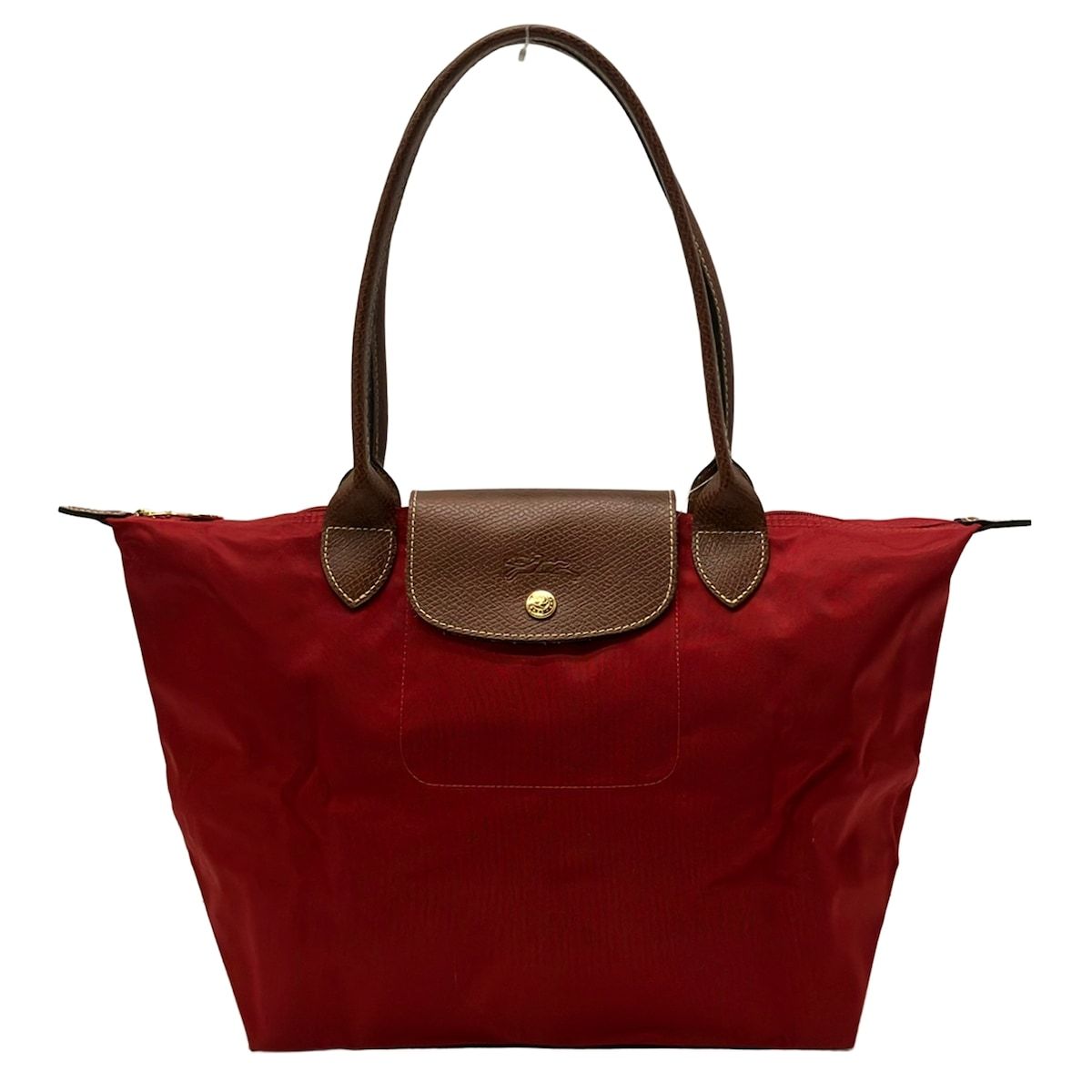 LONGCHAMP(ロンシャン) ショルダーバッグ ル・プリアージュオリジナル レッド×ダークブラウン 折りたたみ レザー