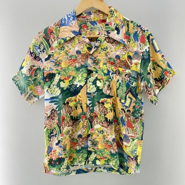 【中古】90s SUNSURF M32918 レーヨン開襟シャツS/S ハワイ柄 マルチカラー S サンサーフ[24]