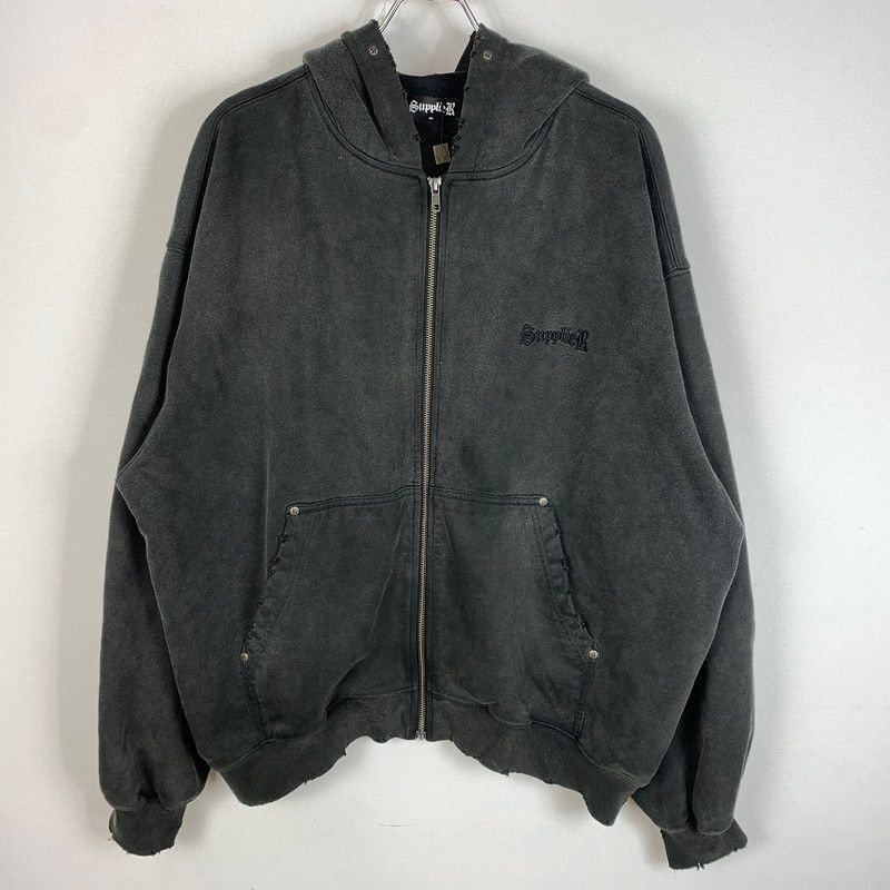 【中古品】 SUPPLIER サプライヤー ZIP UP HOODIE ジップアップフーディ トップス フルジップパーカー ダメージ加工 【142-260619-ko-01-tei】