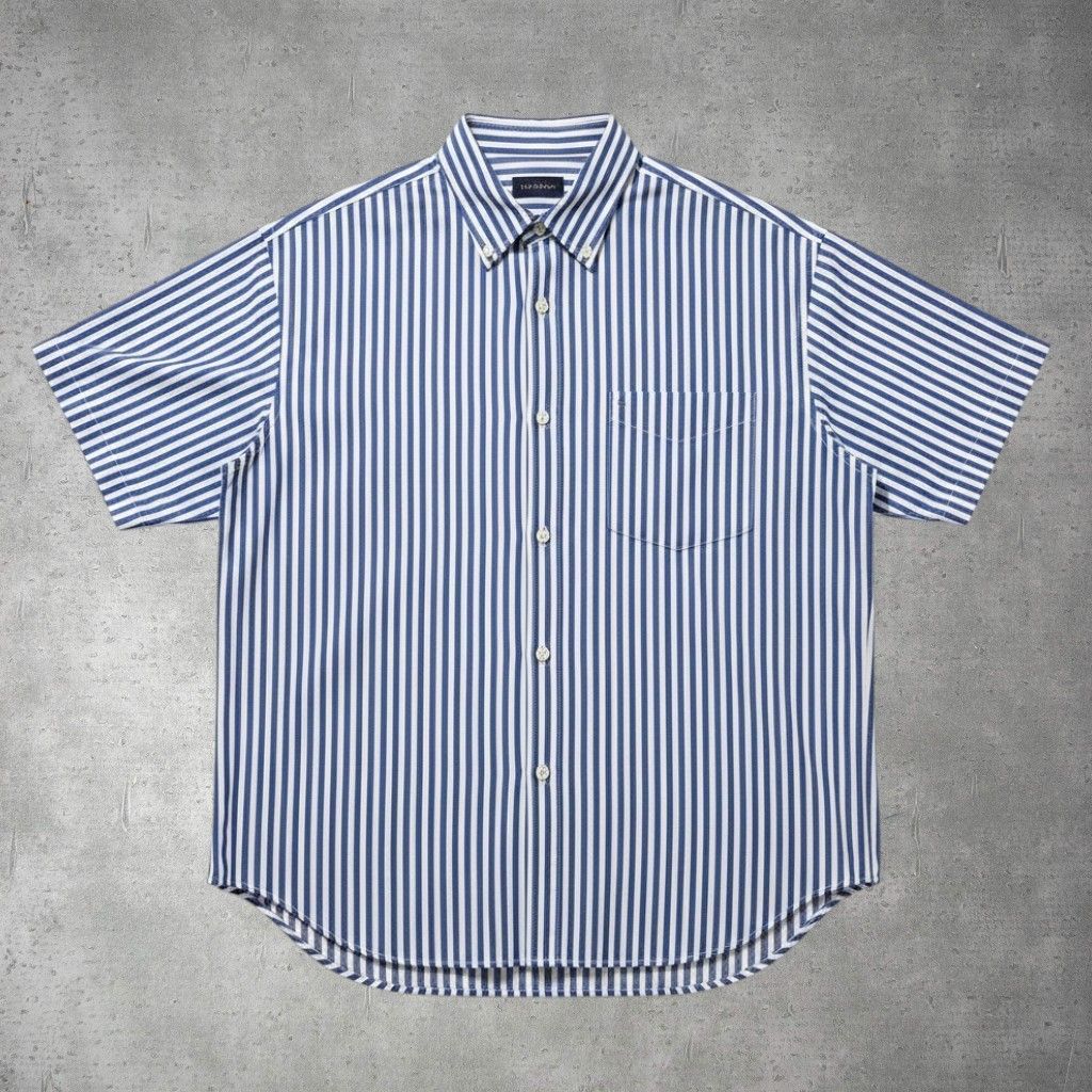 FreshService DRY OXFORD CORPORATE S/S B.D. SHIRT ストライプ 半袖 シャツ Fサイズ 25-4-41