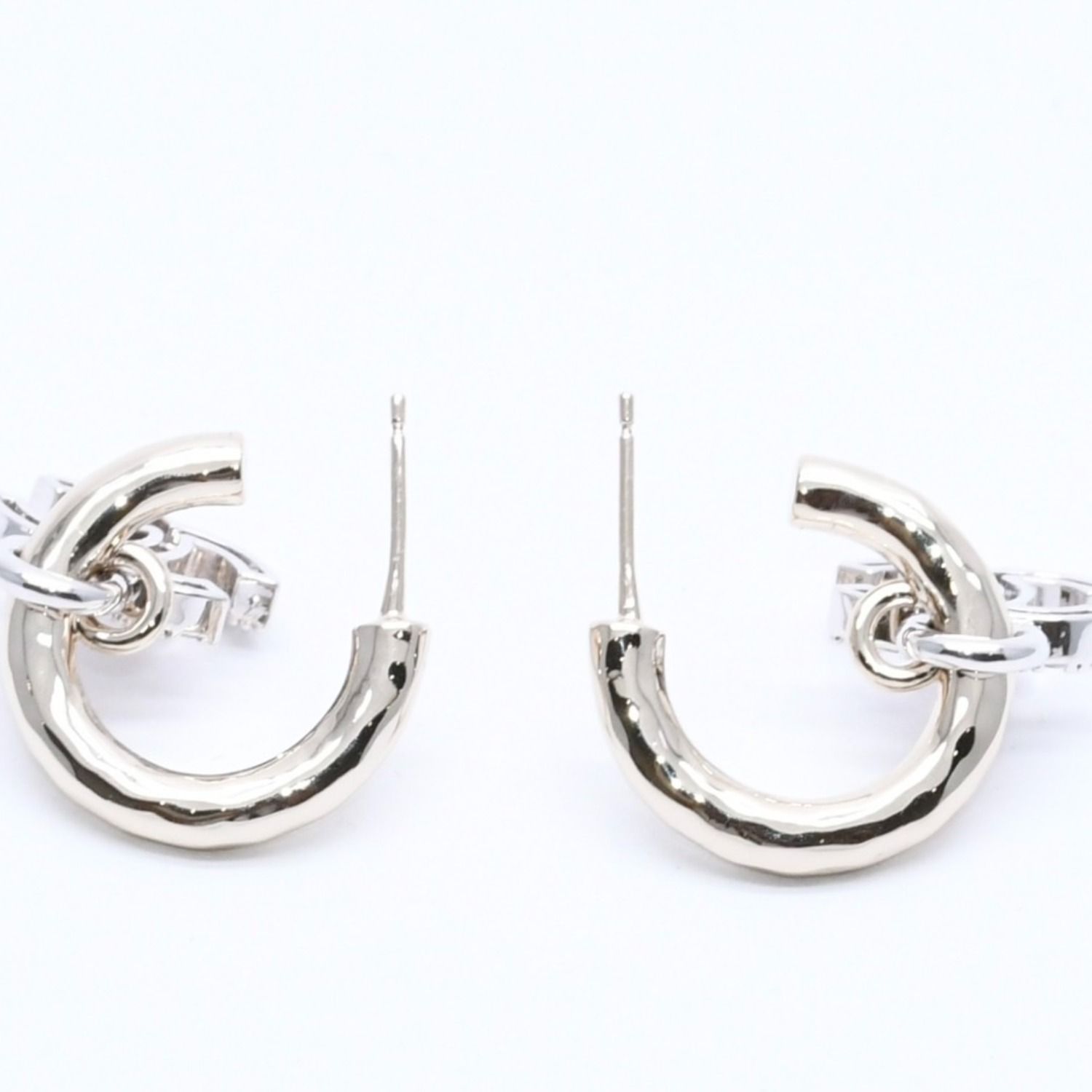 極美品 CHANEL シャネル ピアス フープイヤリング B22S刻印 シルバー