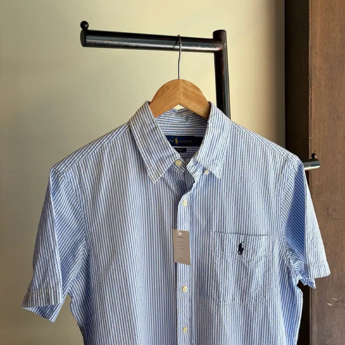17275 - POLO RALPH LAUREN ストライプ シアサッカー 半袖 シャツ