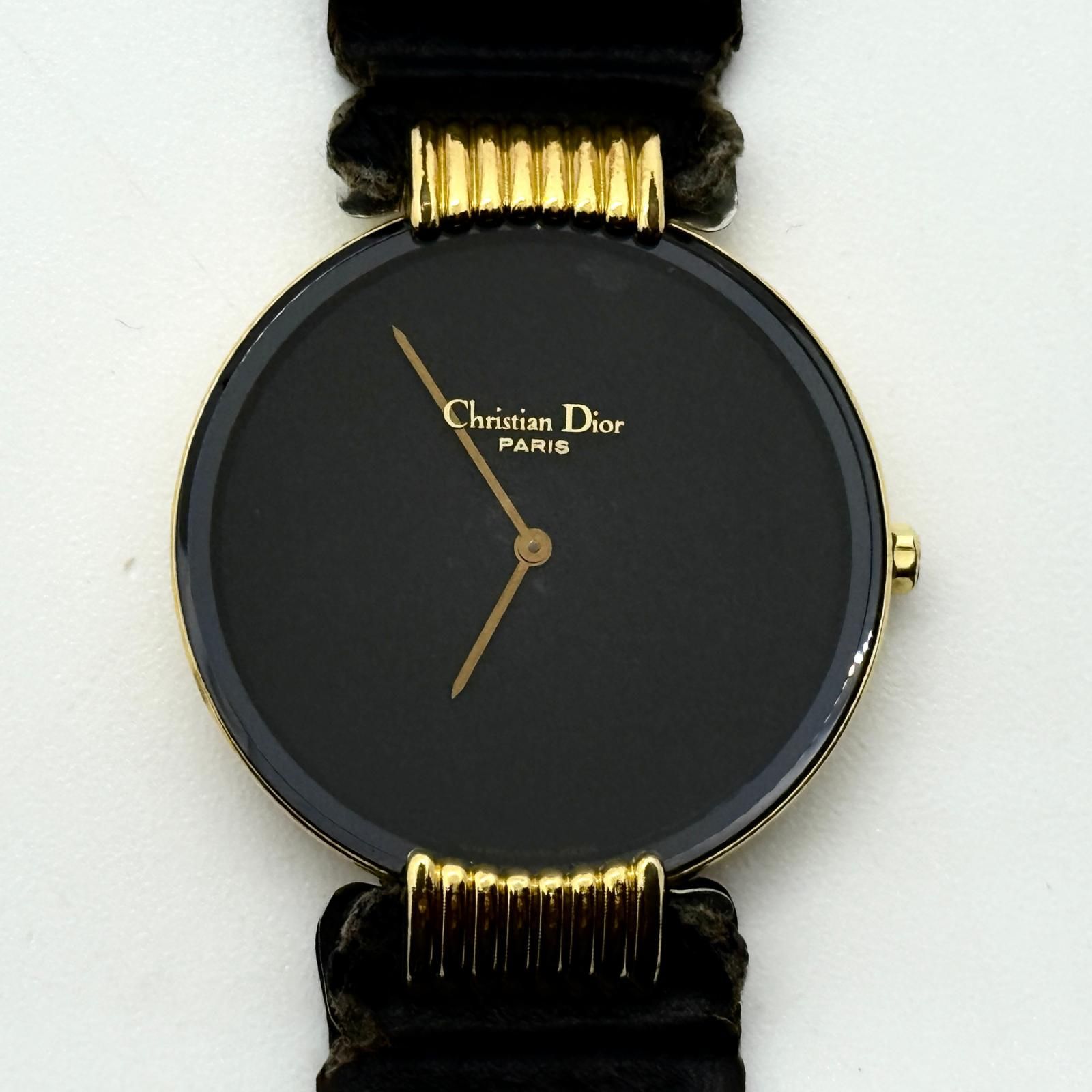 Christian Dior クリスチャンディオール Plaque or G 20M バギラ 47 15 03-2 ブラック QZ レディース 腕時計 稼働品