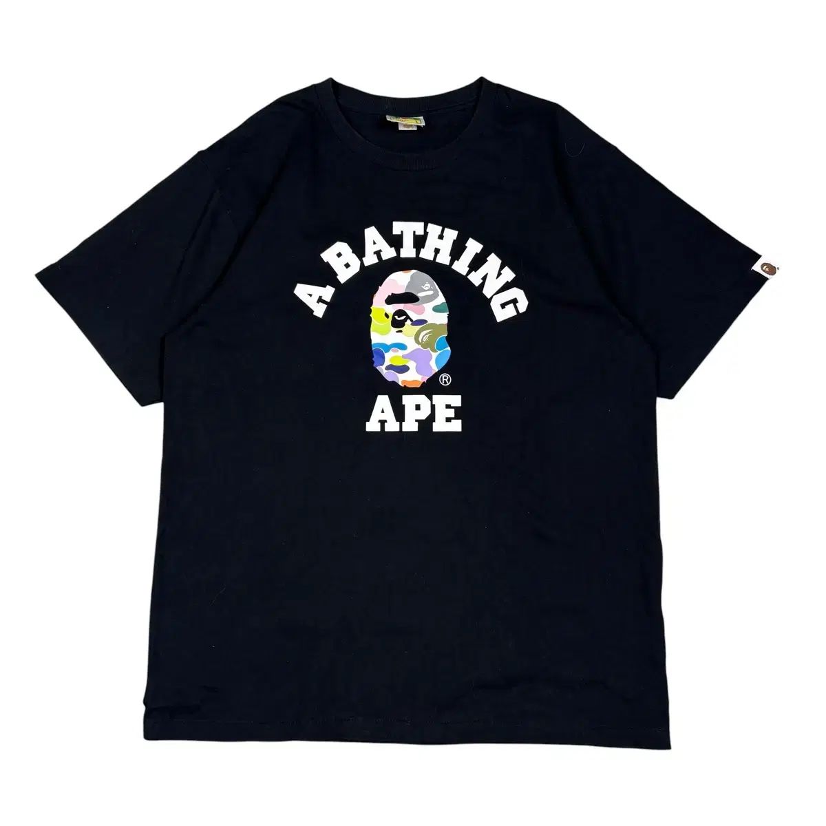 アベイシングエイプ ブラック マルチ カモフラージュ カレッジ 半袖Tシャツ