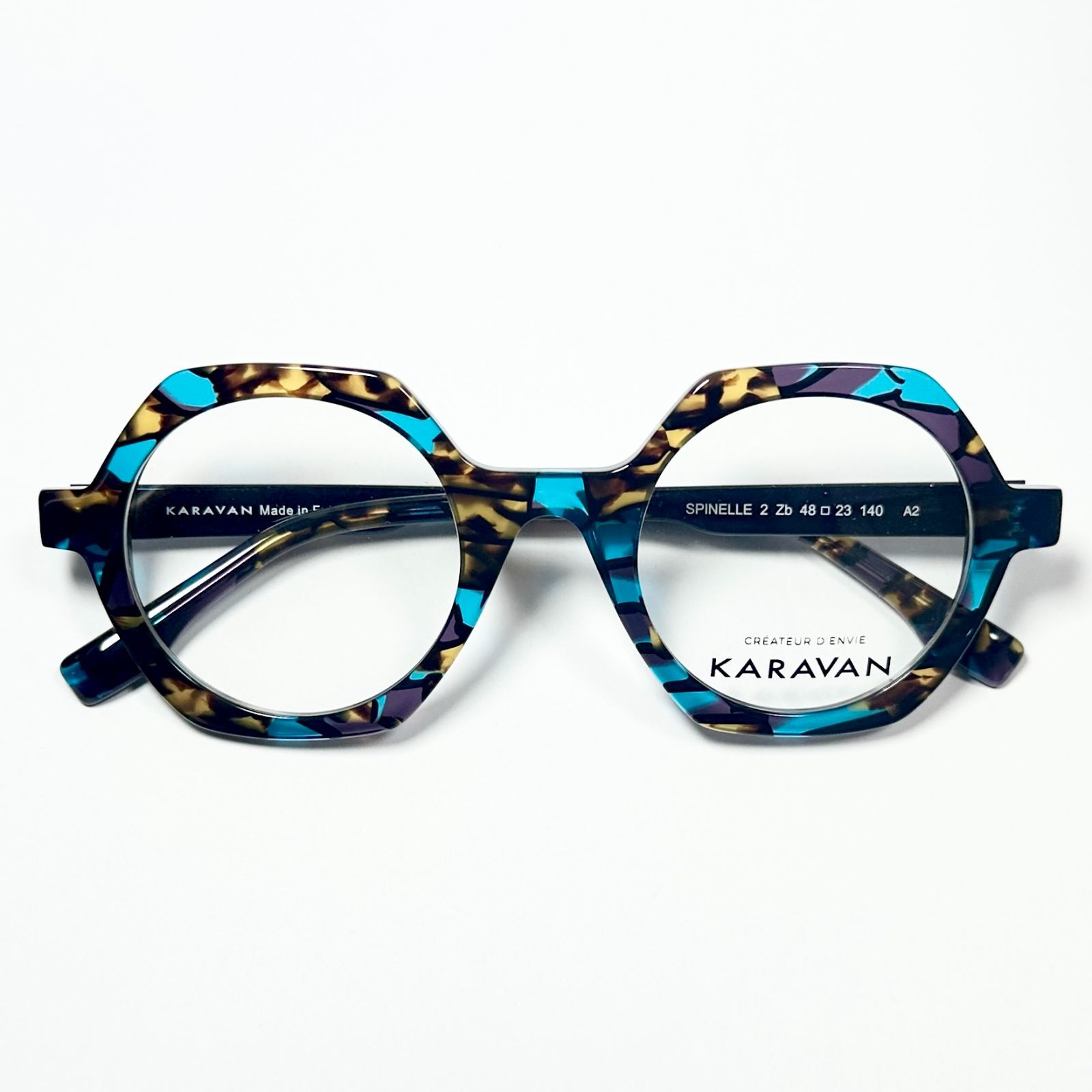 純正新品 フランス製 KARAVAN 丸メガネ SPINELLE 02 ZB 純正ケース・クロス付き 六角形 ヘキサゴン カラヴァン Frame France 送料無料