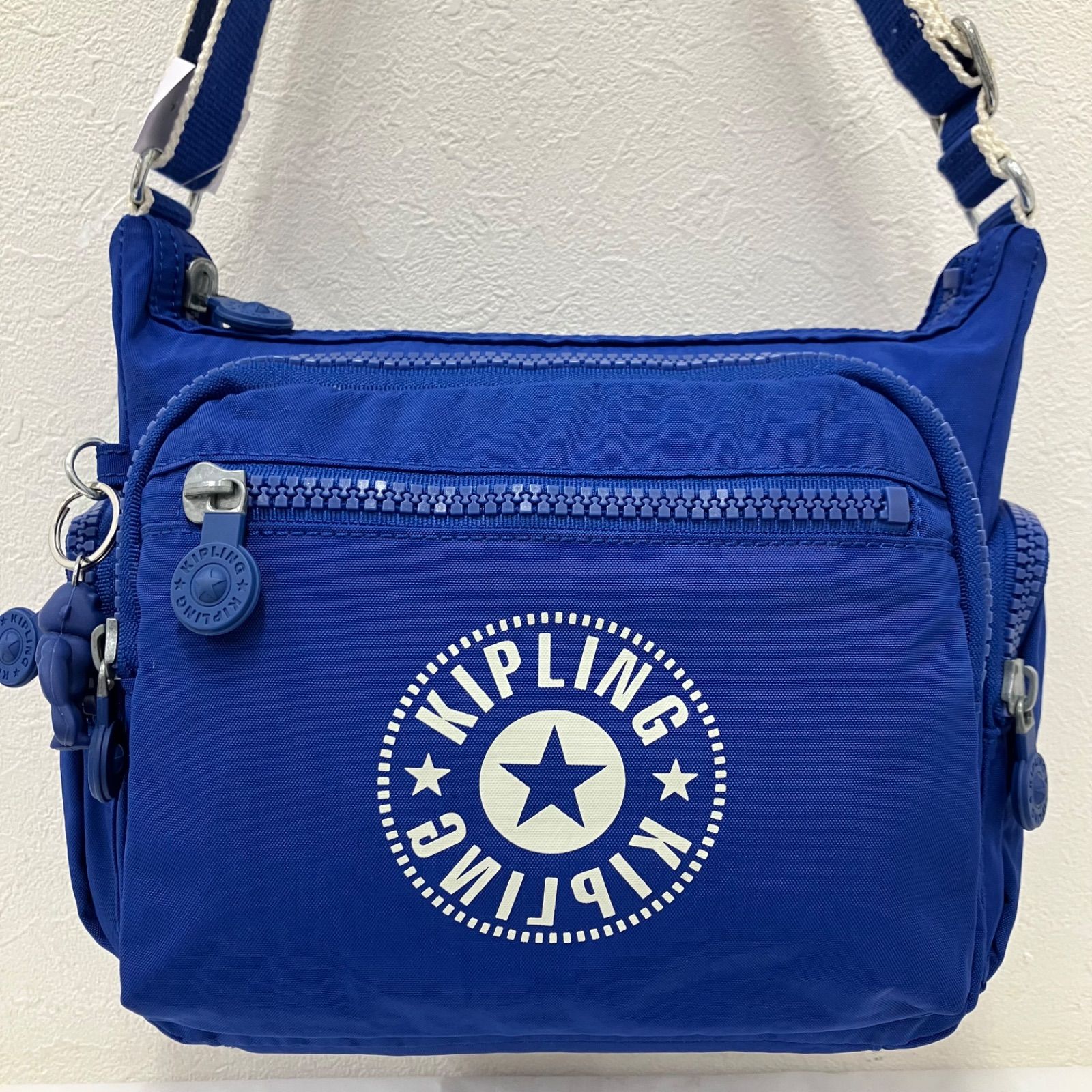 5304 Kipling キプリング ショルダーバッグ ブルー チャーム付き 