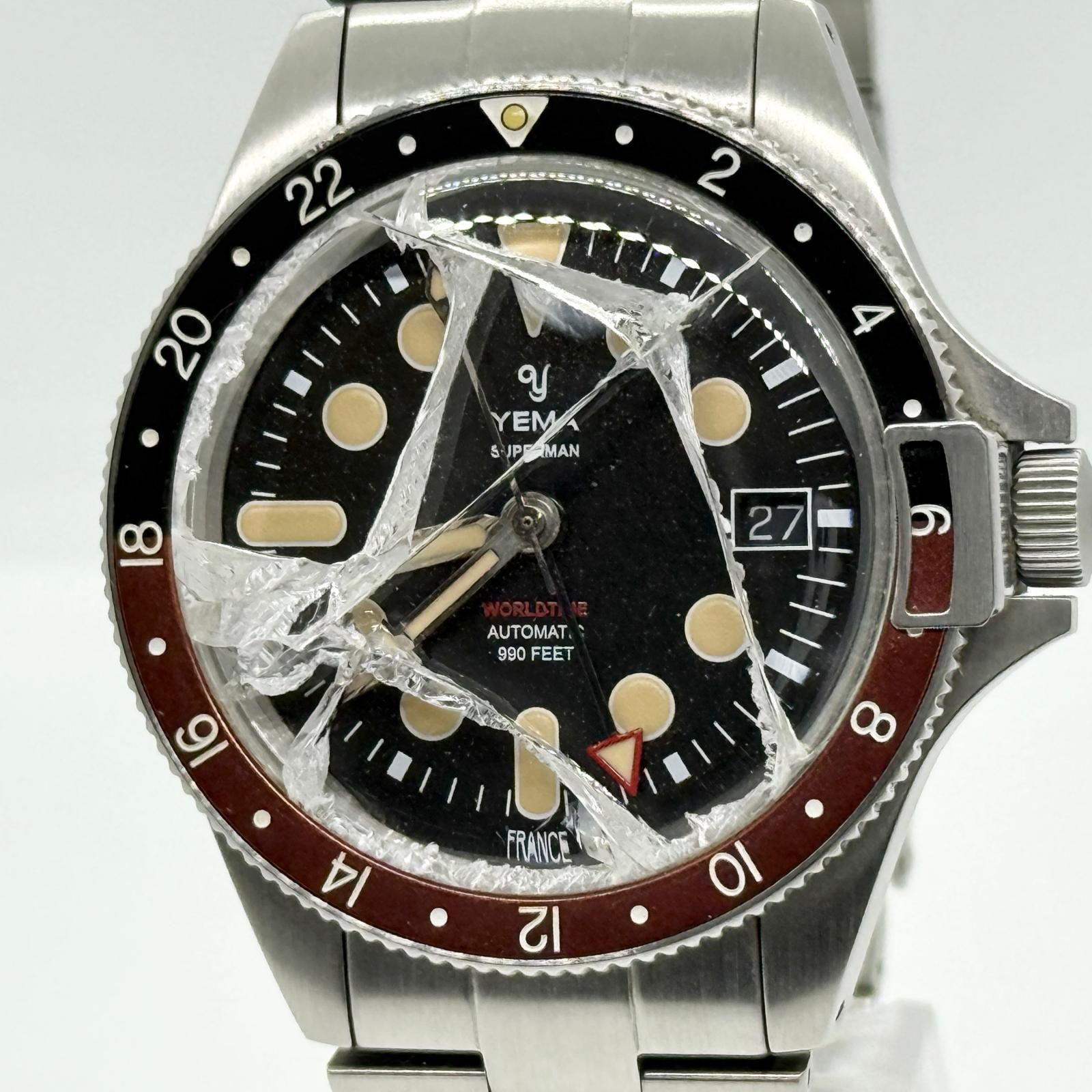 YEMA イエマ スーパーマン YEMA3000 GMT ブラック AT メンズ 腕時計 稼働品
