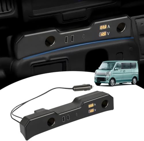 【令和5年 登場新モデル】SUNVIC エブリイワゴン DA17W 増設電源ユニット エブリイバン da17V 増設用キット シガーソケット USBポートx2 Type-Cx1 電圧計 電流計付き 搭載 急速 取付簡単 同時充電as