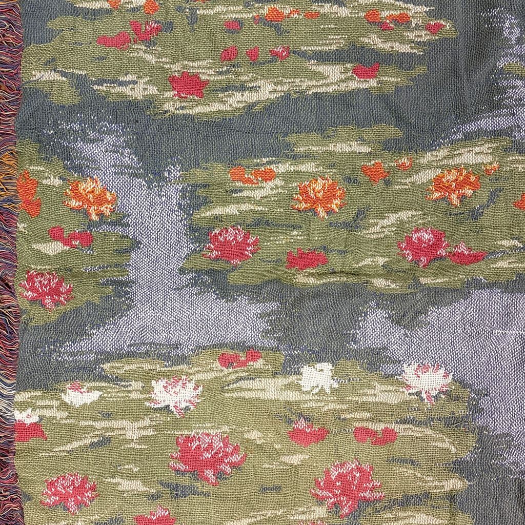 vintageラグ ブランケット マルチカバー タペストリー モネの庭 アート