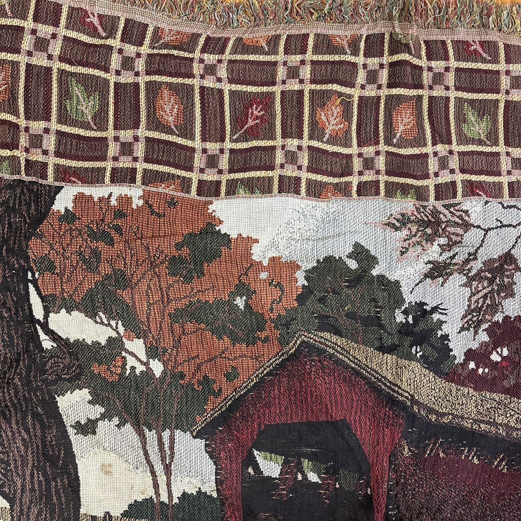 vintageラグ ブランケット マルチカバー タペストリー 風景 小屋