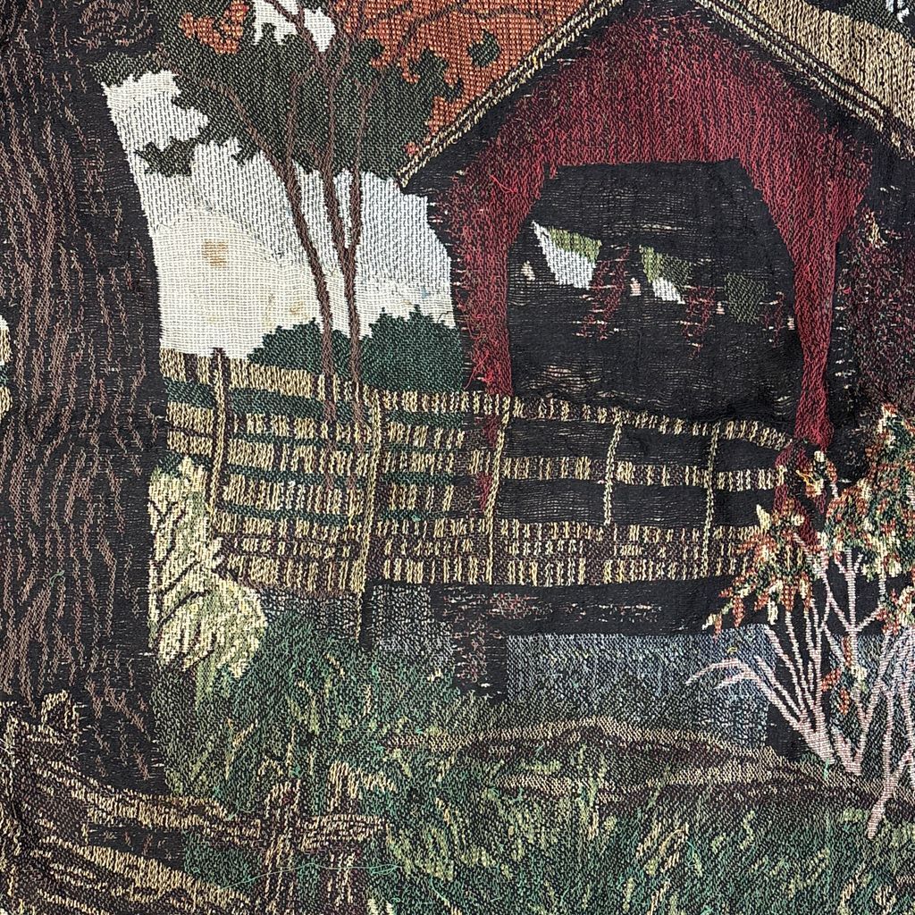 vintageラグ ブランケット マルチカバー タペストリー 風景 小屋