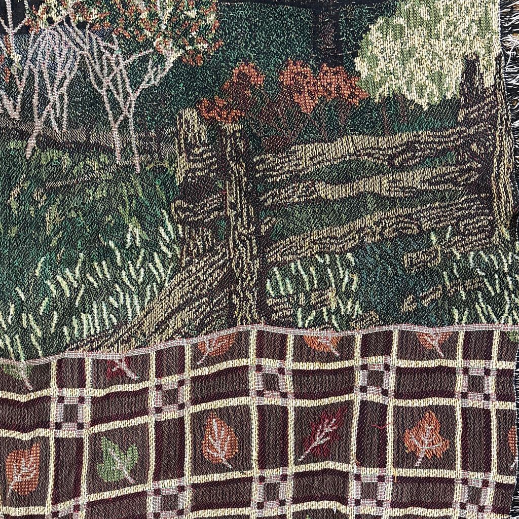 vintageラグ ブランケット マルチカバー タペストリー 風景 小屋