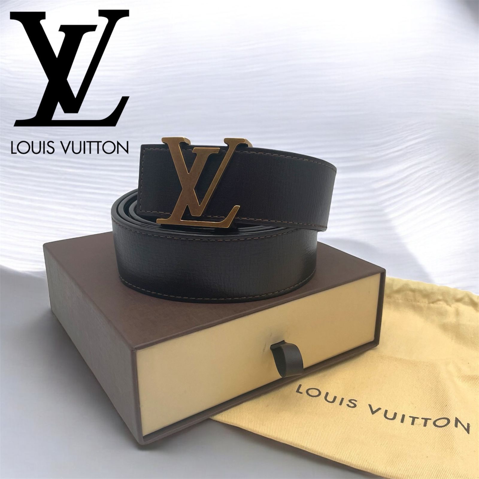 LOUIS VUITTON　ルイヴィトン　ベルト　サンチュール　M6902　120/48　LVイニシャル　LV　レザー　ブラウン　ロゴバックル