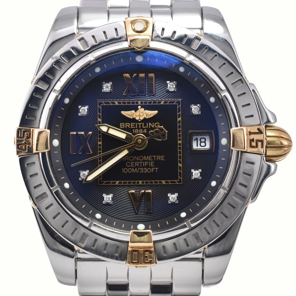 ブライトリング BREITLING B71356 コックピット レディ 8Pダイヤモンド ブラック クォーツ レディース 美品 箱付き 腕時計 M#148369
