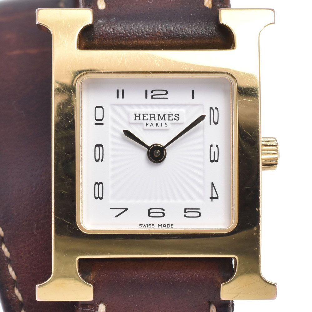 エルメス HERMES HH1.210 Hウオッチ ホワイト クォーツ レディース 良品 保証書付き 腕時計 M#148419