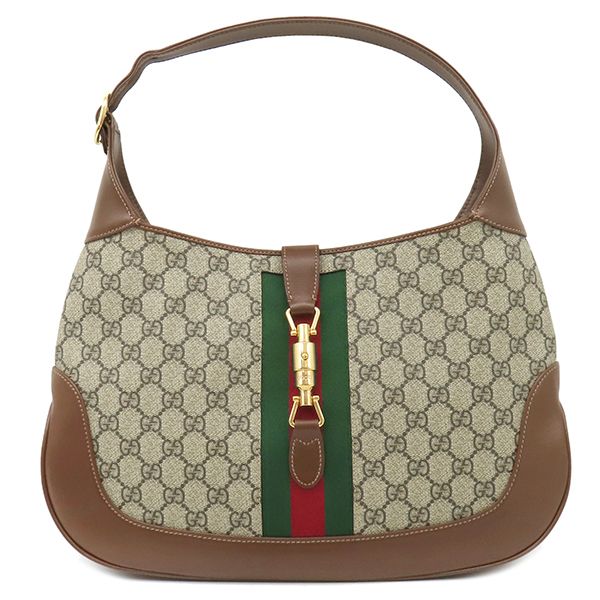 グッチ GUCCI ショルダーバッグ ジャッキー 1961 GGスプリームキャンバス レザー ベージュ×ブラウン ゴールド金具 茶 ワンショルダー 636710 【保存袋】【中古】