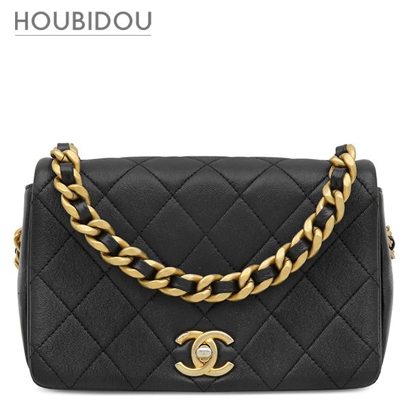 シャネル CHANEL ショルダーバッグ マトラッセ フルフラップ チェーンショルダー キャビアスキン ブラック ヴィンテージ金具 黒 ピンク ココマーク 30****** 【保存袋】【中古】