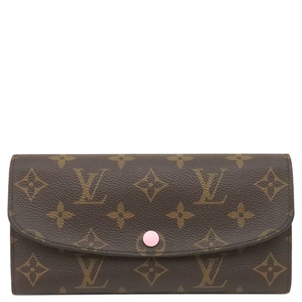 ルイヴィトン LOUIS VUITTON 長財布 ポルトフォイユ エミリー モノグラムキャンバス モノグラム×ローズバレリーヌ ゴールド金具 茶 ピンク M61289 CA4176 【箱】【中古】