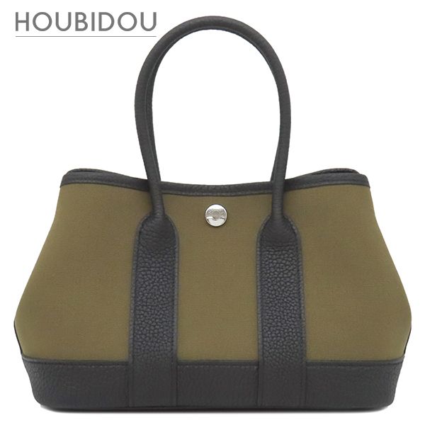 エルメス HERMES ハンドバッグ ネオ ガーデン23 トワルオフィシエ ネゴンダ オリーブ×ブラック シルバー金具 ガーデンパーティーミニ 2026年製 G 【箱】【中古】