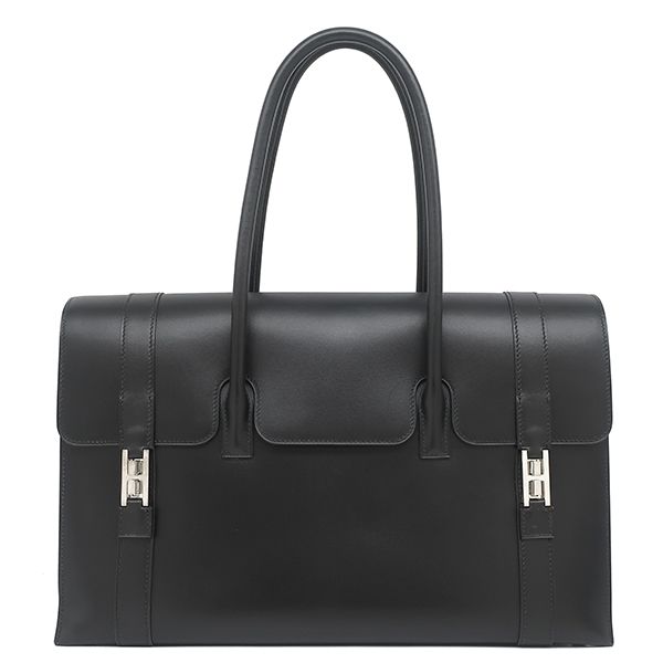 エルメス HERMES ハンドバッグ ドラッグ 37 ボックスカーフ ブラック シルバー金具 黒 ショルダーバッグ □D 【保存袋】【中古】