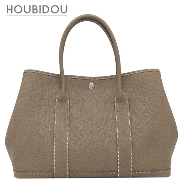 エルメス HERMES トートバッグ ガーデンパーティー PM 36 ネゴンダ エトゥープ シルバー金具 新品 未使用 オールレザー 2026年製 G 【箱】【中古】