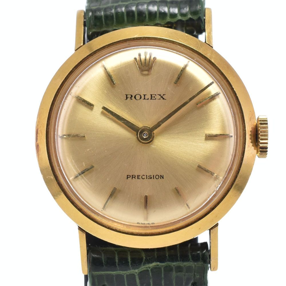 ロレックス ROLEX ヴィンテージ プレシジョン Cal.1400 K18YG/レザー ゴールド 手巻き レディース 良品 腕時計 Y#146344