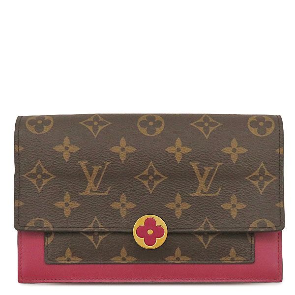 ルイヴィトン LOUIS VUITTON 2WAYバッグ ポルトフォイユ フロール チェーン モノグラムキャンバス レザー フューシャ ゴールド金具 クラッチ ショルダー M69578 RFID 【保存袋】【中古】