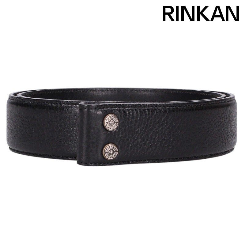 クロムハーツ 1.5 STRAP/1.5inchスクロールレーベルリベッツ レザーベルト メンズ 34インチ