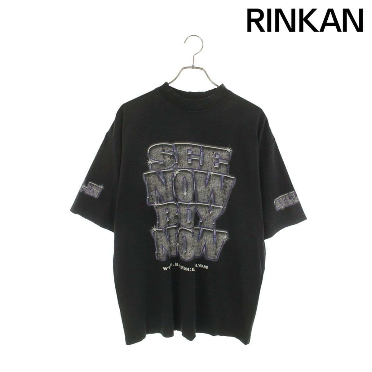 バレンシアガ 24SS 764235 TQVE8 SNBNプリントヴィンテージ加工Tシャツ メンズ S