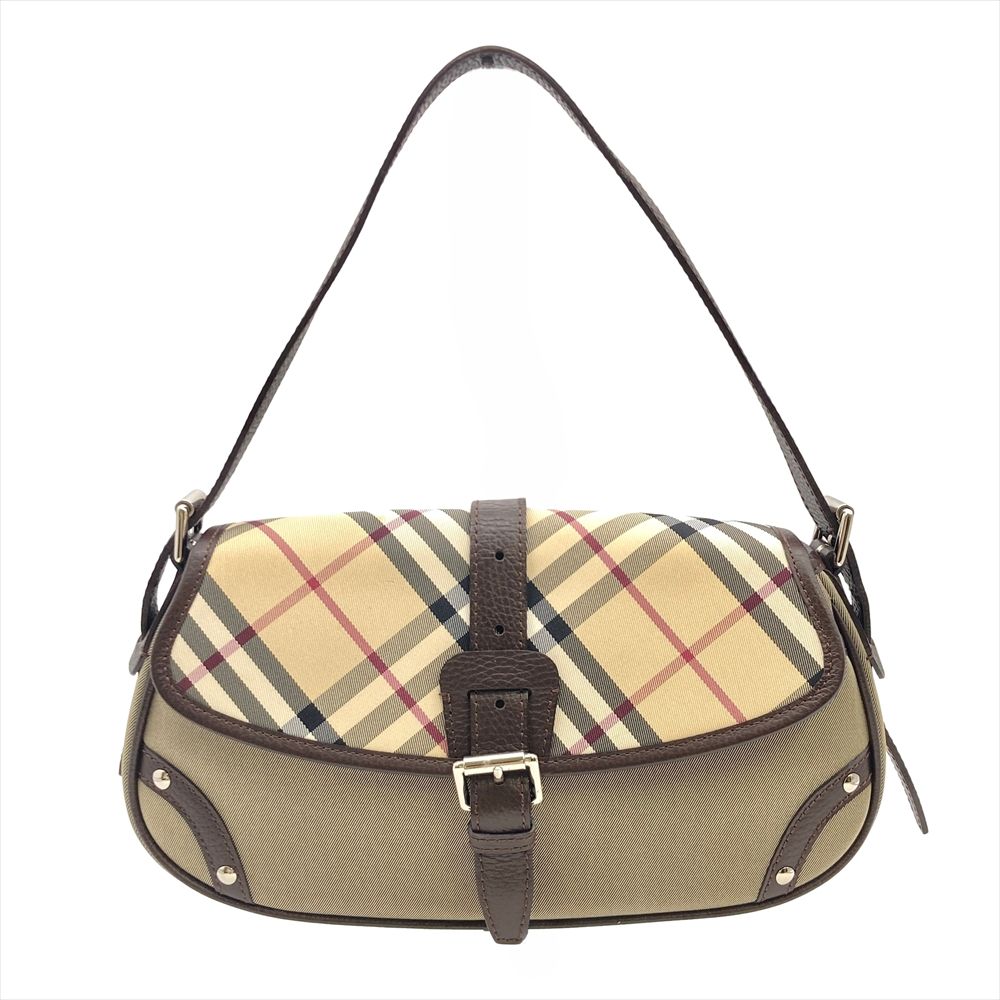 バーバリー BURBERRY ノバチェック ショルダーバッグ キャンバス ベージュ【中古】