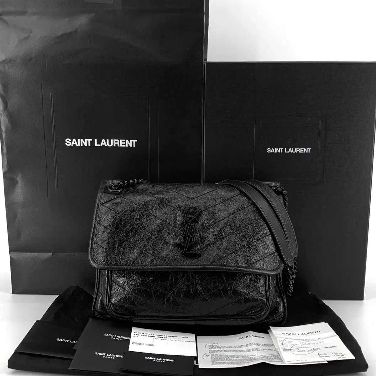 デパート購入 Saint Laurent サンローラン クリンクル ニキバッグ ミディアム ショルダーバッグ 633184