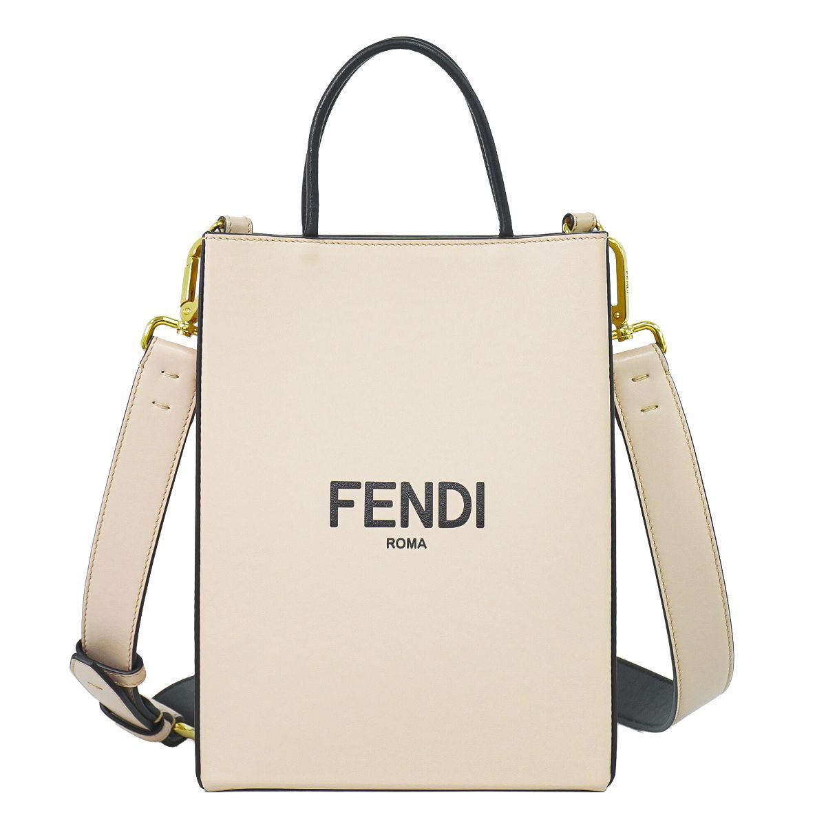 本物 フェンディ FENDI パック ショッピングバッグ スモール 2WAY ショルダーバッグ ハンドバッグ ポシェット レザー ピンク 8BH382 バッグ 中古・