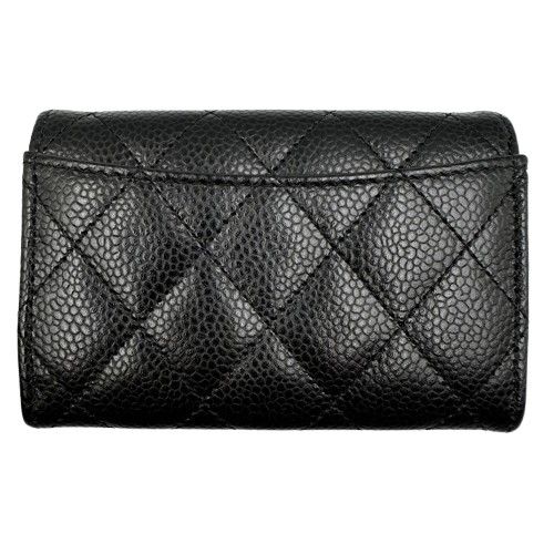 CHANEL シャネル キャビアスキン カードケース ブラック ゴールド金具