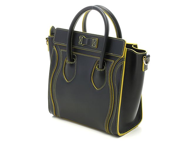 CELINE セリーヌ バッグ ラゲージ ナノショッパー ブラック/イエロー