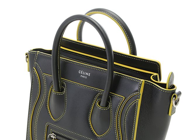 CELINE セリーヌ バッグ ラゲージ ナノショッパー ブラック/イエロー