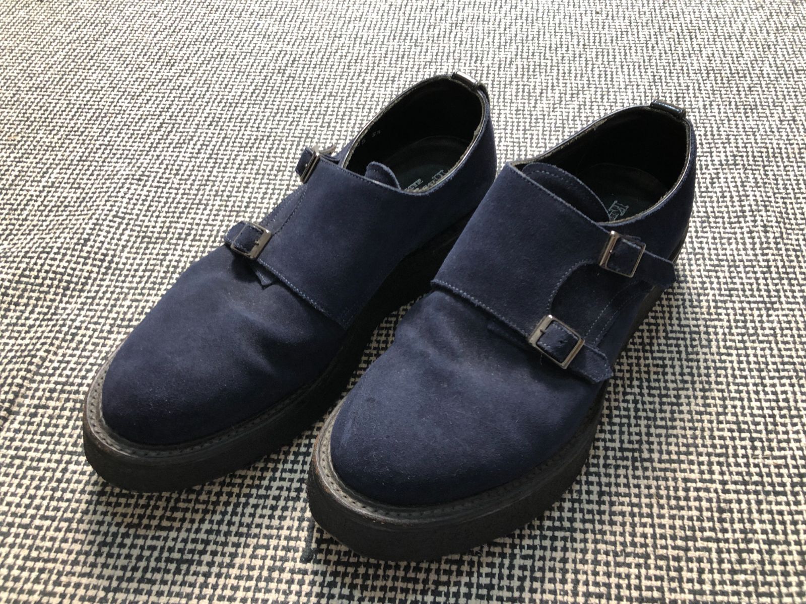 新品同様　キッズラブゲイト　ドレスシューズ　ダブルモンク　スエード　灰　2383 KIDS LOVE GAITE キッズラブゲイト ダブルモンク スエード シューズ 靴