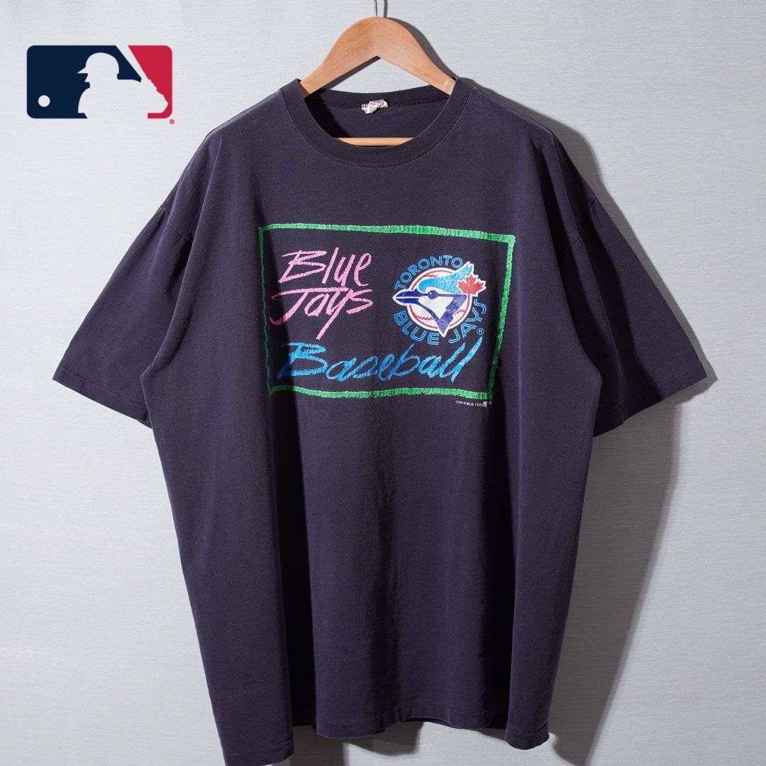 90s USA製 MLB ブルージェイズ Tシャツ XL フェード 茄子紺 1990年製