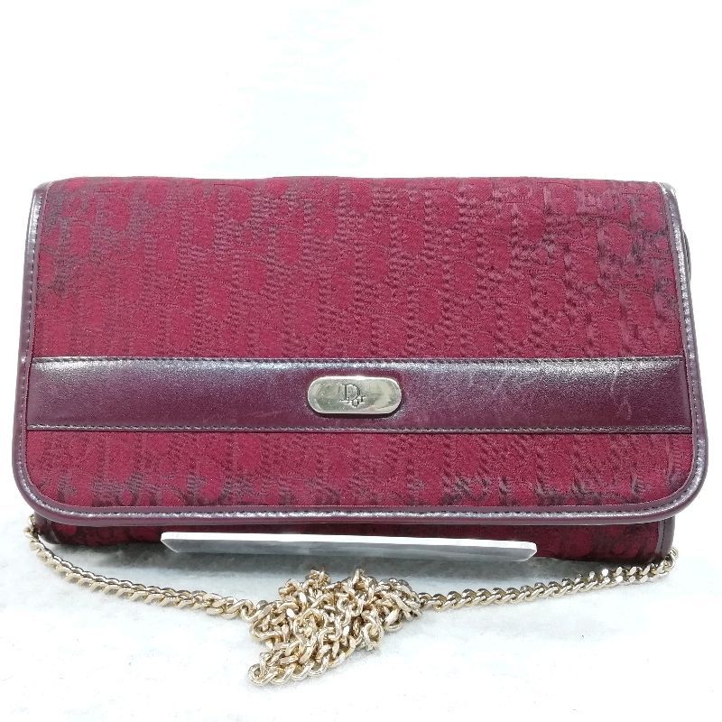 【中古】DIOR トロッター チェーンショルダーバッグ オールド PVC×エンジ