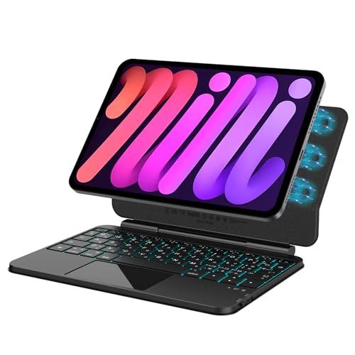 BETTDOW マジックキーボード 2024 Mini 7 A17 Pro 第7世代&2021 Mini 6 第6世代8.3インチ対応 磁気キーボードケース Mini 第6/7世代通用 トラックパッド付き 7色バックライト付き 高感度磁気吸着 ケース 日本ry