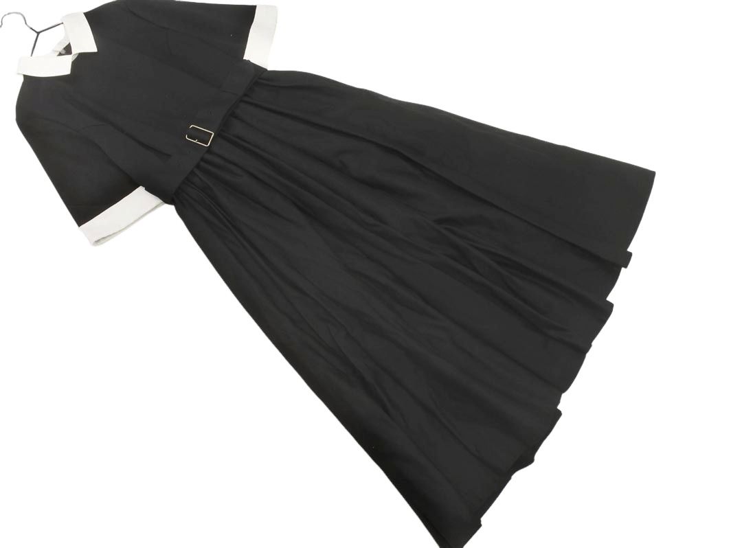 foufou フーフー THE DRESS ベルト付き バイカラー ワンピース size1/黒ｘ白 ■◆◎レディース